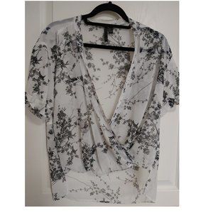 MANGO WHITE Front Overlap Kimono Top